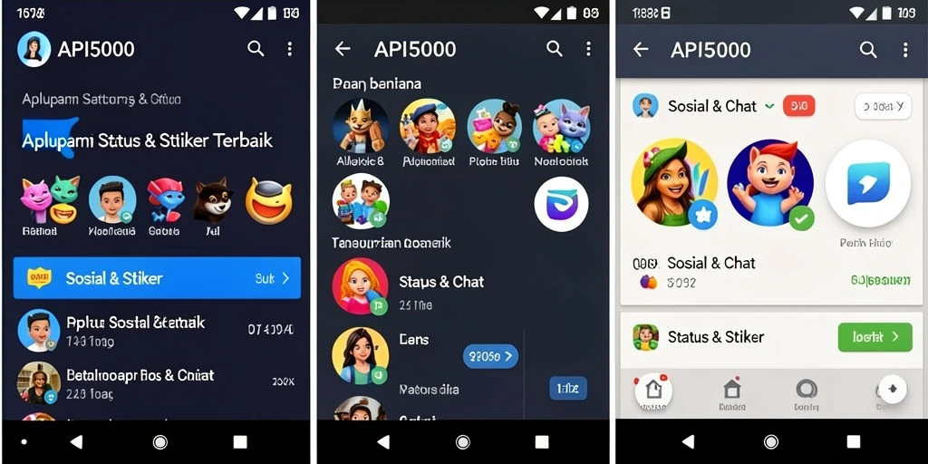 Tampilan antarmuka utama API5000 dengan beragam stiker.