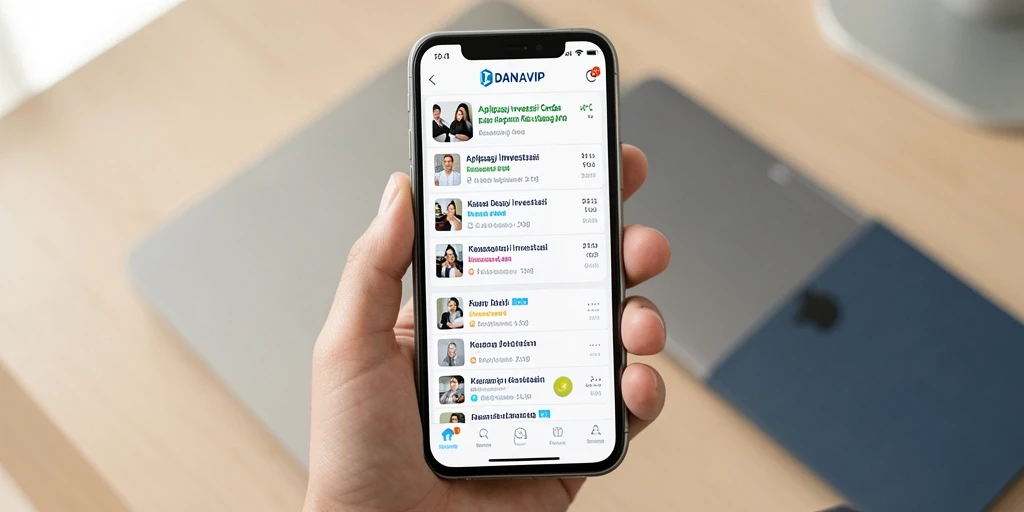 Antarmuka pengguna DANAVIP yang modern dan fungsional untuk investasi.
