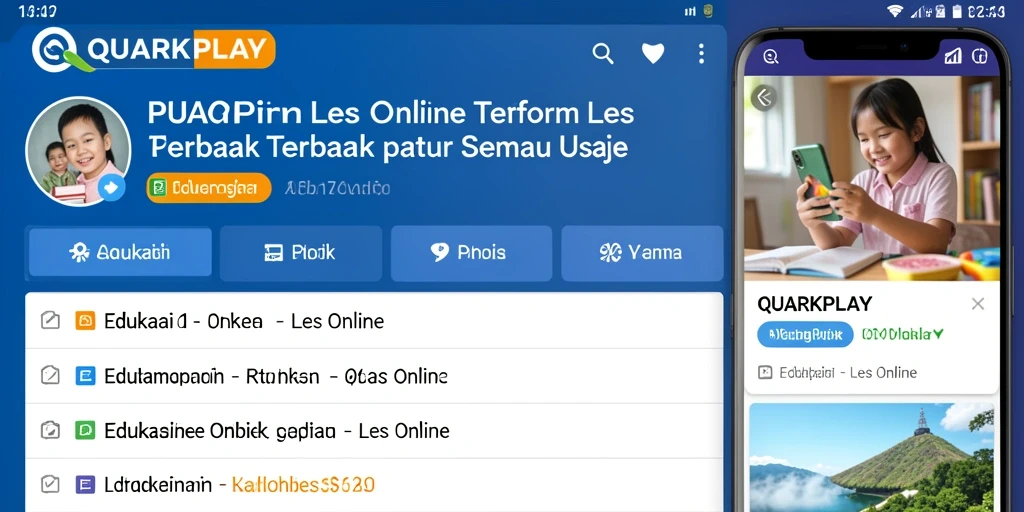 Antarmuka QUARKPLAY yang user-friendly untuk Les Online.