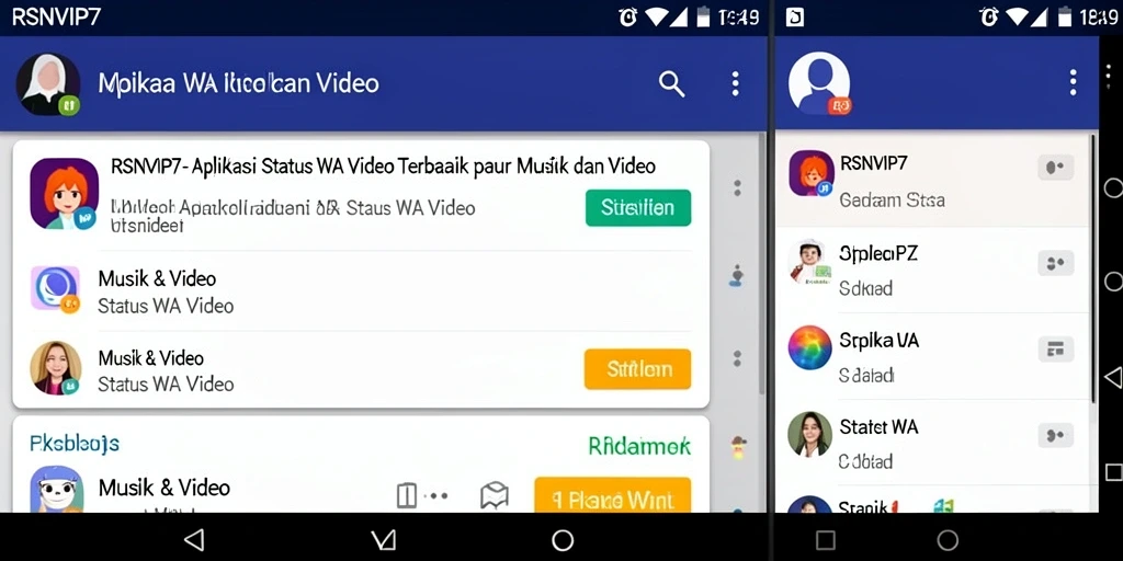 Antarmuka aplikasi RSNVIP7 untuk Status WA Video yang menarik dan sederhana.