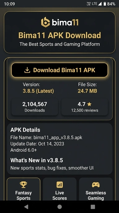 Tampilan halaman APK bima11